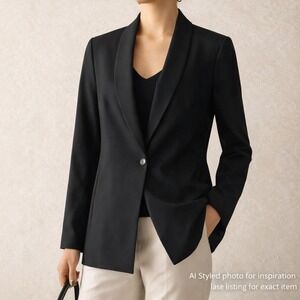 The Row Black Single Button Tailored Blazer Jacket Made USA Stretch Minimalist 6